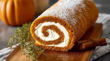 Classic Pumpkin Roll with Creamy Filling (1)