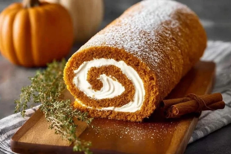 Classic Pumpkin Roll with Creamy Filling (1)