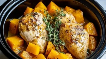 Crockpot Maple Dijon Chicken With Butternut Squash