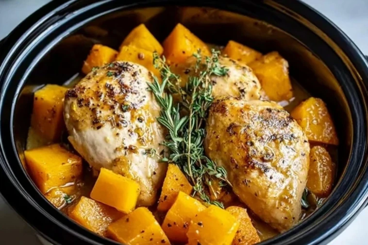 Crockpot Maple Dijon Chicken With Butternut Squash