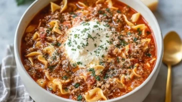 Easy High Protein Lasagna Soup
