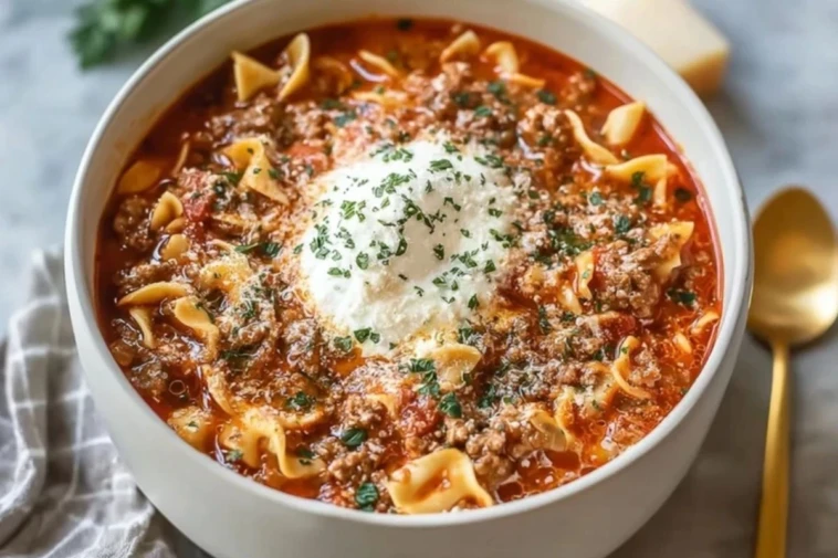 Easy High Protein Lasagna Soup