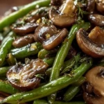 Garlic Butter Sautéed Green Beans and Mushrooms