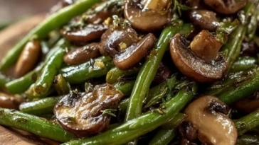 Garlic Butter Sautéed Green Beans and Mushrooms