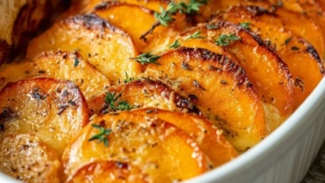 Garlic Scalloped Sweet Potatoes