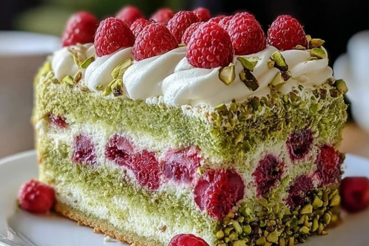 Heavenly Pistachio Raspberry Dream Cake