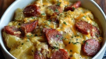 Kielbasa Sausage Cheesy Potato Casserole