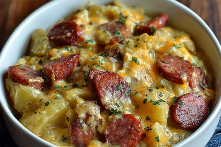 Kielbasa Sausage Cheesy Potato Casserole