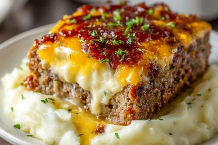 Meatloaf with Mashed Potatoes and Cheese
