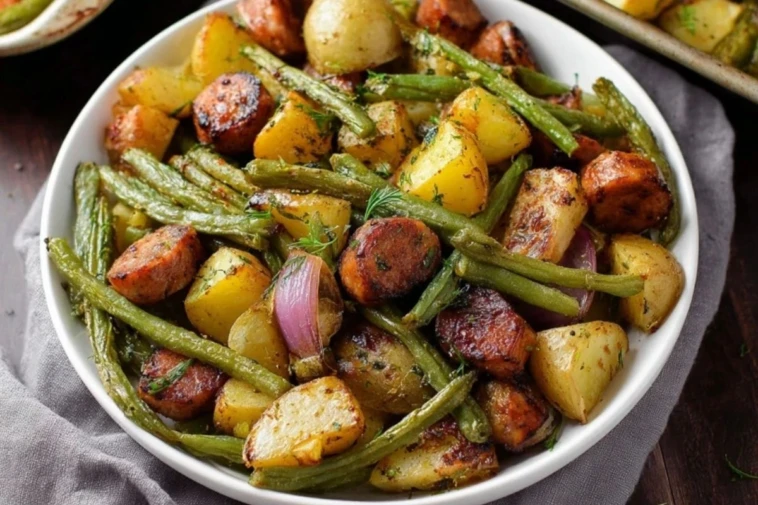 One Pan Sausage Green Beans and Potatoes
