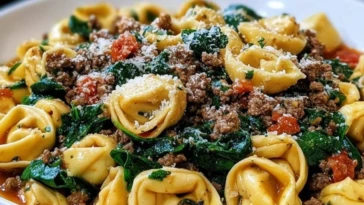 Savory Garlic Butter Beef and Spinach Tortellini