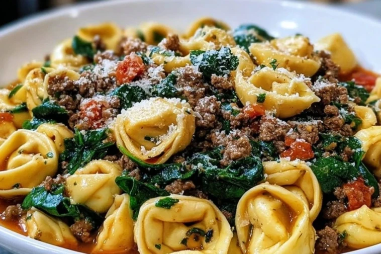 Savory Garlic Butter Beef and Spinach Tortellini