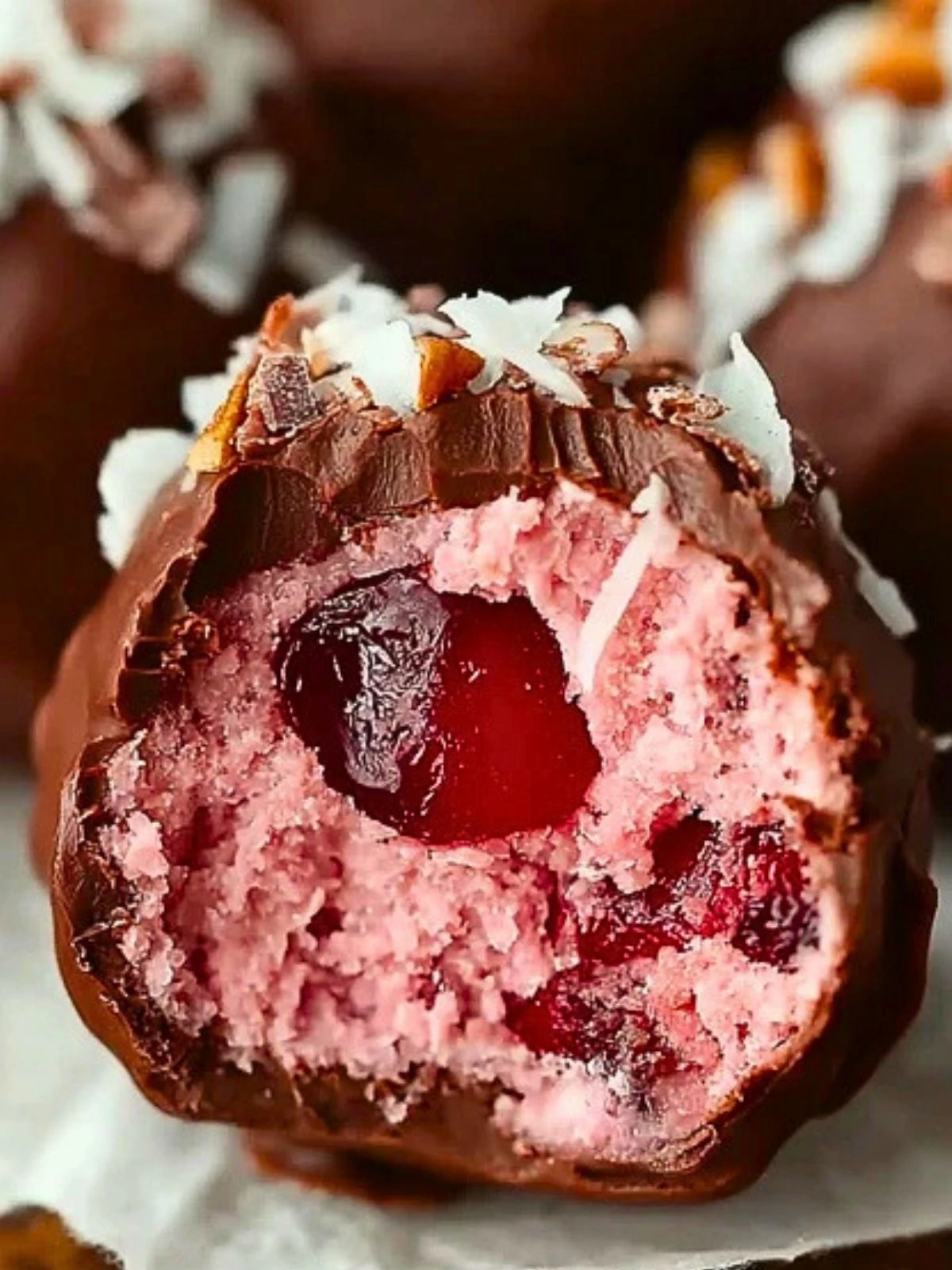 Chocolate Maraschino Cherry Coconut Truffles (1)
