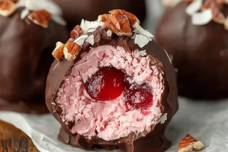 Chocolate Maraschino Cherry Coconut Truffles