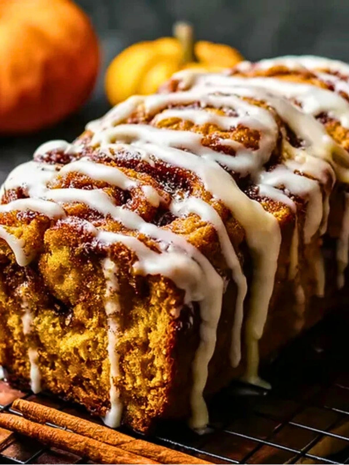 Cinnamon Roll Pumpkin Bread with Cream Cheese Glaze (1)