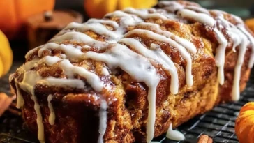 Cinnamon Roll Pumpkin Bread with Cream Cheese Glaze