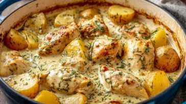 Dutch Oven Creamy Ranch Chicken & Potatoes