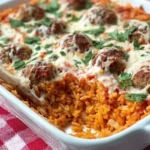 Easy Cheesy Meatball & Rice Dinner Casserole