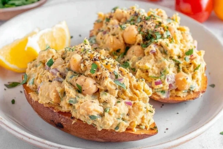 Mashed Chickpea Salad with Greek Yogurt