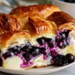 Blueberry Cream Cheese Croissant Casserole