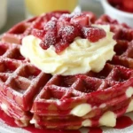 Strawberry Cheesecake Stuffed Waffles