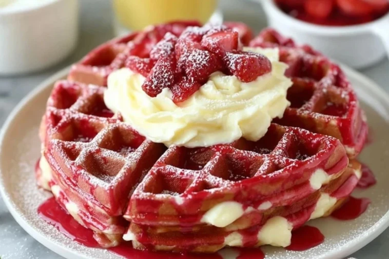 Strawberry Cheesecake Stuffed Waffles