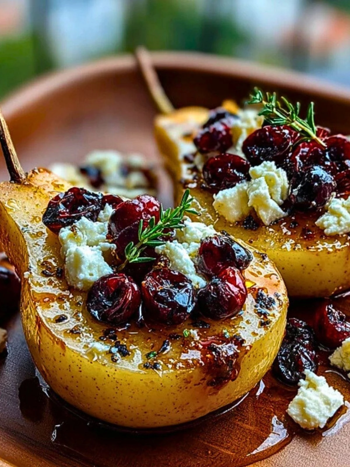 Baked Pears with Feta, Honey & Cranberries (1)