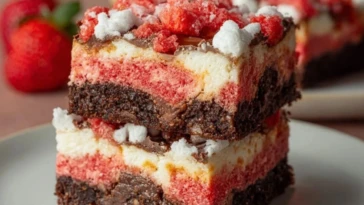 Strawberry Crunch Brownie Bars