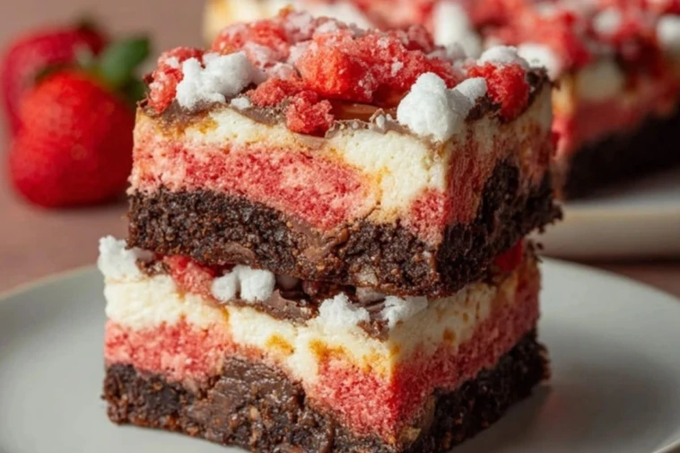 Strawberry Crunch Brownie Bars