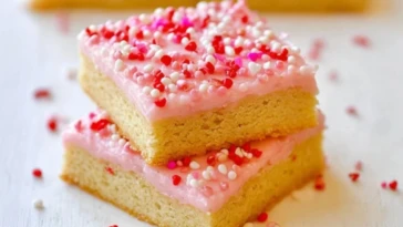 Valentine's Day Frosted Sugar Cookie Bars