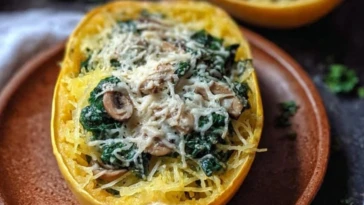 Spaghetti Squash with Spinach and Cheese