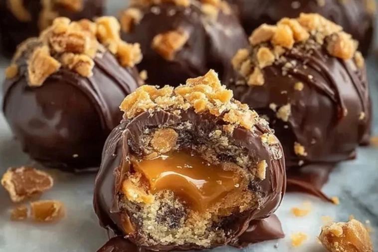No Bake Caramel Crunch Butterfinger Truffles