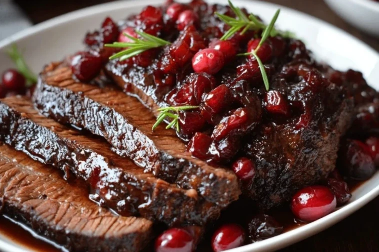 Slow Cooker Cranberry Glazed Brisket