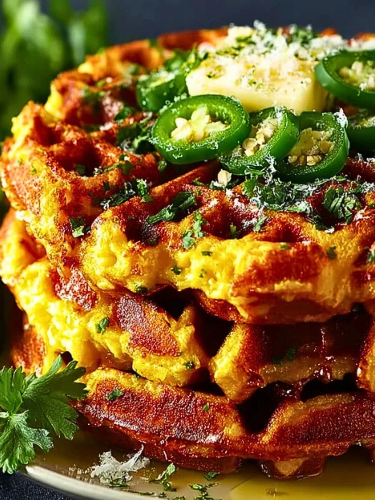 Spicy Cheddar Jalapeño Cornbread Waffles (1)