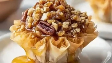 Sweet & Crunchy Pecan Caramel Baklava Cups