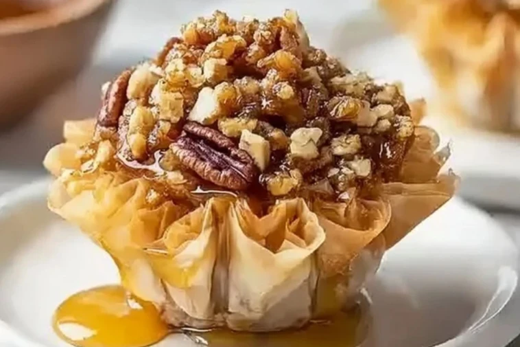 Sweet & Crunchy Pecan Caramel Baklava Cups