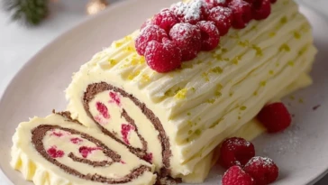 White Chocolate Raspberry Yule Log