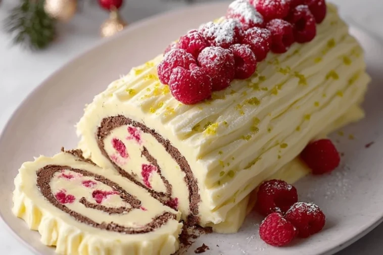 White Chocolate Raspberry Yule Log