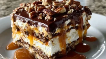 Decadent No-Bake Turtle Lasagna