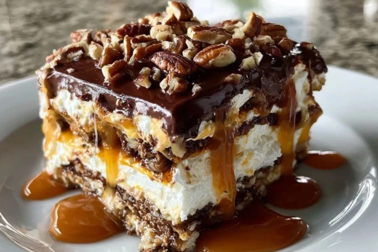 Decadent No-Bake Turtle Lasagna