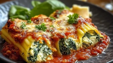 Spinach and Ricotta Stuffed Manicotti