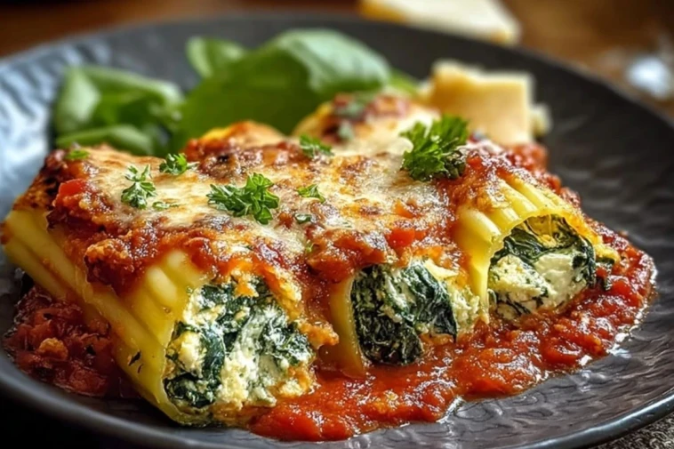 Spinach and Ricotta Stuffed Manicotti
