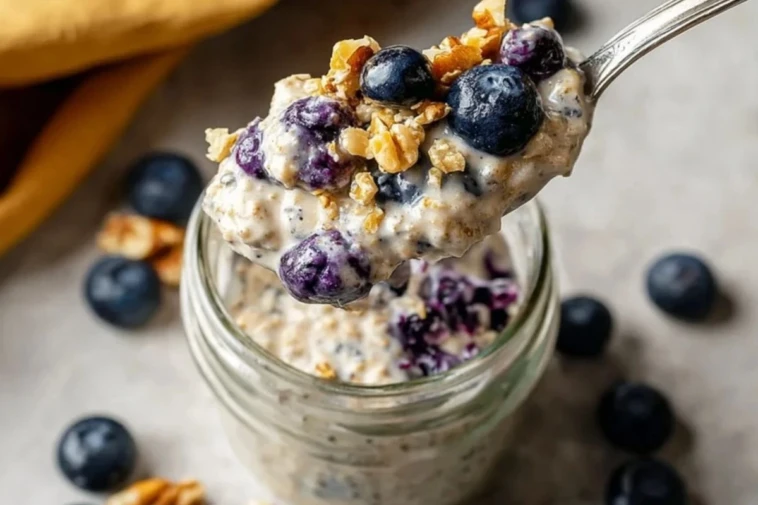 Blueberry Overnight Oats With Yogurt