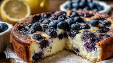 High-Protein Lemon Blueberry Breakfast Bake with Cottage Cheese