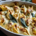 Pumpkin Gouda Stuffed Shells With Brown Butter Sage Alfredo Sauce