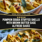 Pumpkin Gouda Stuffed Shells With Brown Butter Sage Alfredo Sauce (2)