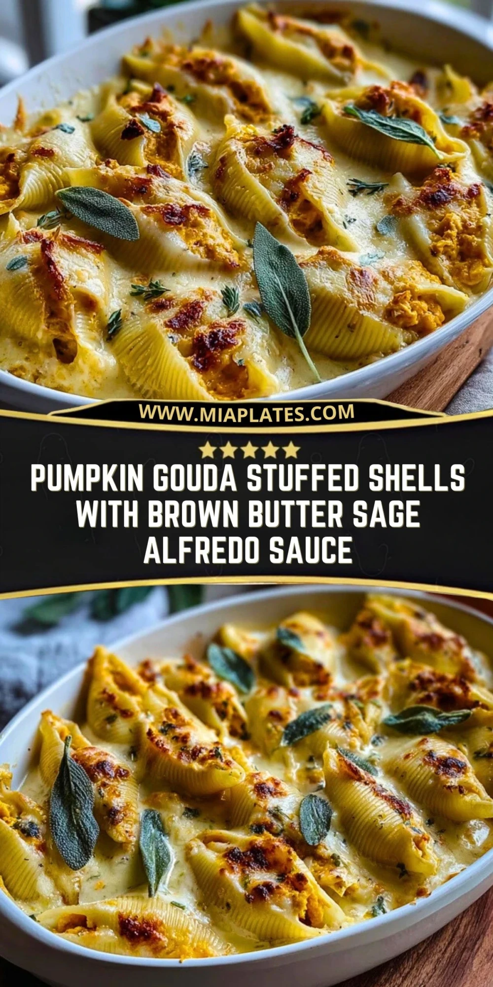Pumpkin Gouda Stuffed Shells With Brown Butter Sage Alfredo Sauce (2)