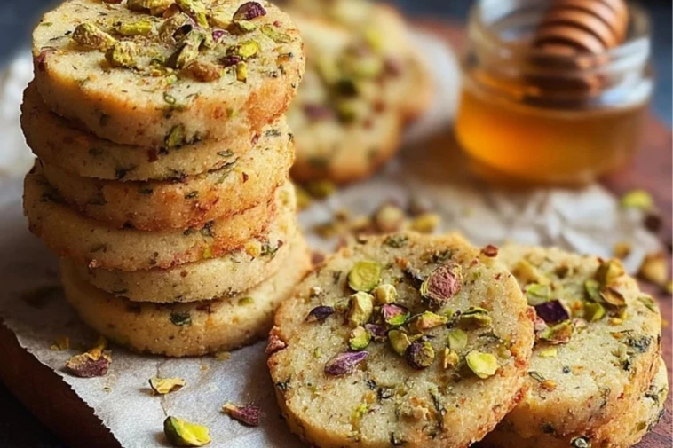 Salty Smoked Pistachio and Honey Shortbread Cookies