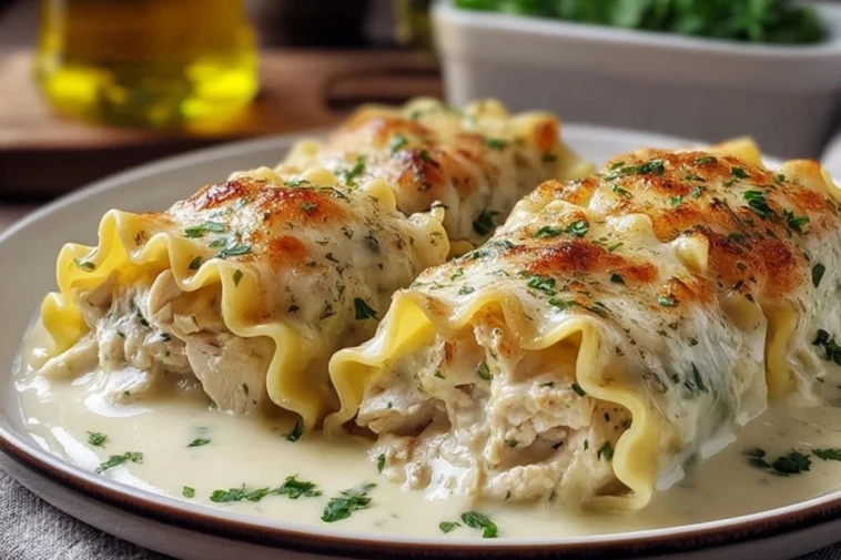 Easy Chicken Alfredo Lasagna Rolls