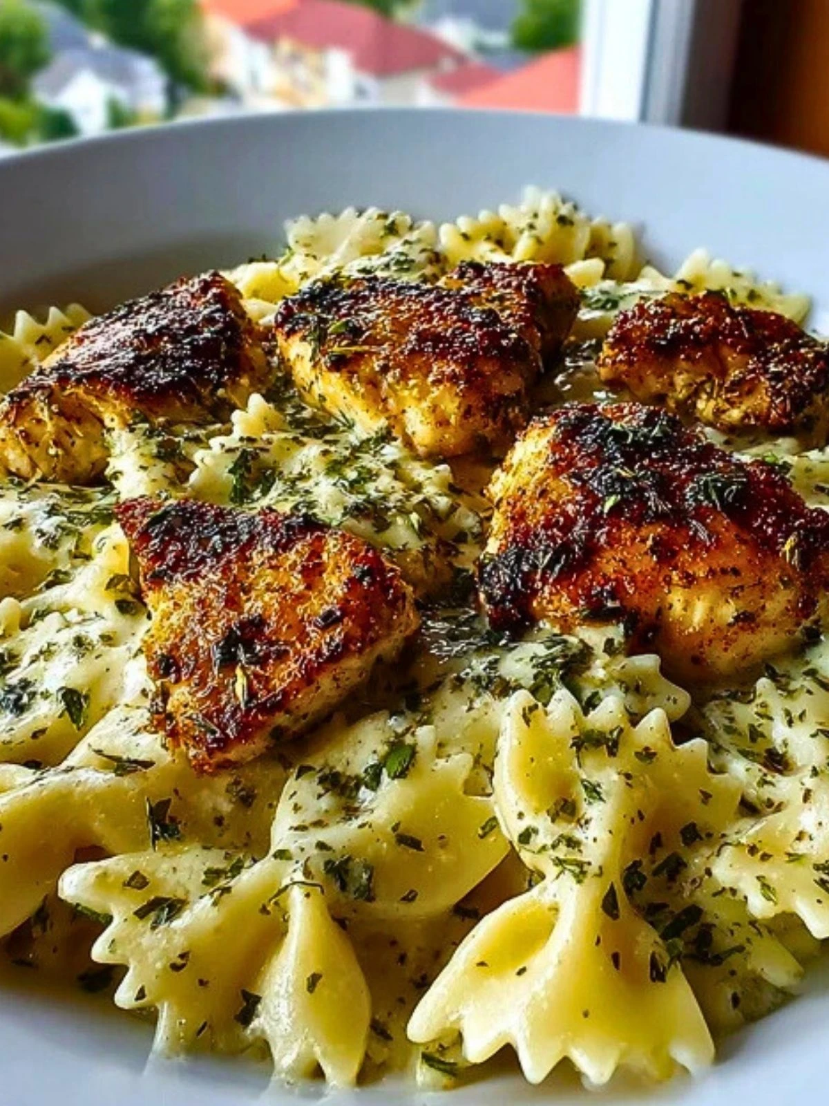 Cheesy Garlic Butter Chicken Bowties with Mozzarella Cream Sauce (1)